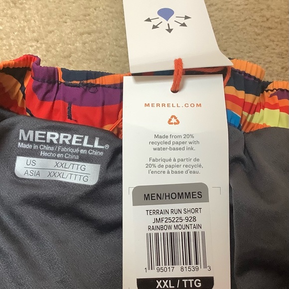 MERRELL Men’s NWT Swim Trunks Terrain Run Short XXL/TTG Color Rainbow Mountain - Picture 4 of 6